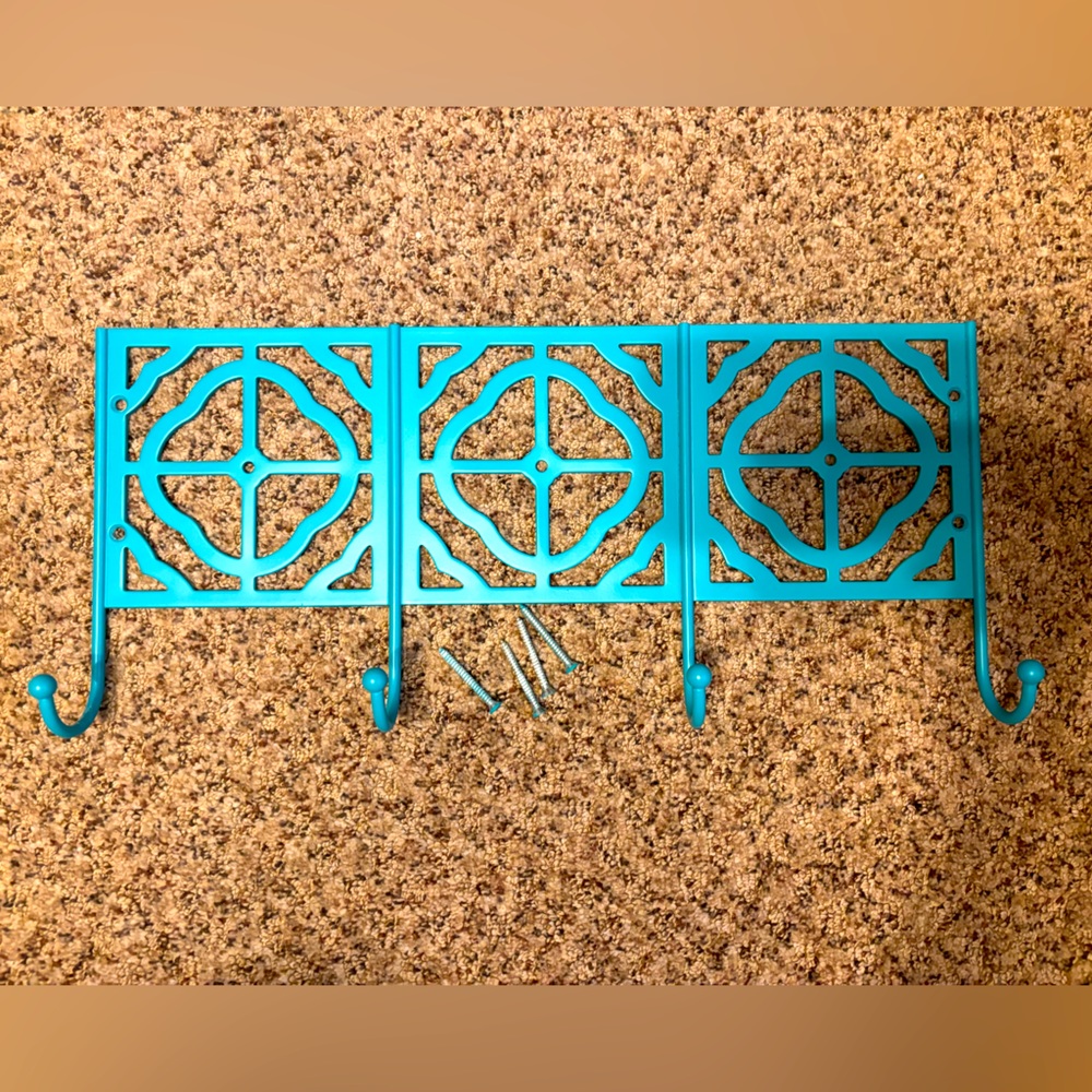 Teal Hat Rack (with 4 screws)